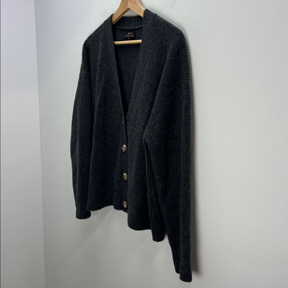 Quince Mongolian Cashmere Fisherman Boxy Cropped Cardigan Sweater Gray Womens XS - Picture 5 of 9